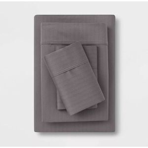 Threshold TwinXL 500 Thread Count Tri-Ease Gray Herringbone Sheet Set 3PC NEW